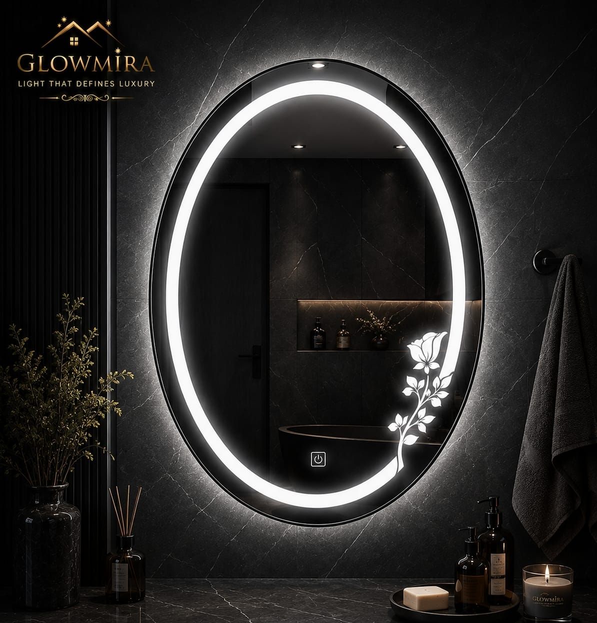 glowmira LED Decorative Glass Wall Mirror for Wash Basin and Bedroom Bathroom Mirror Bathroom Mirror-picture-15