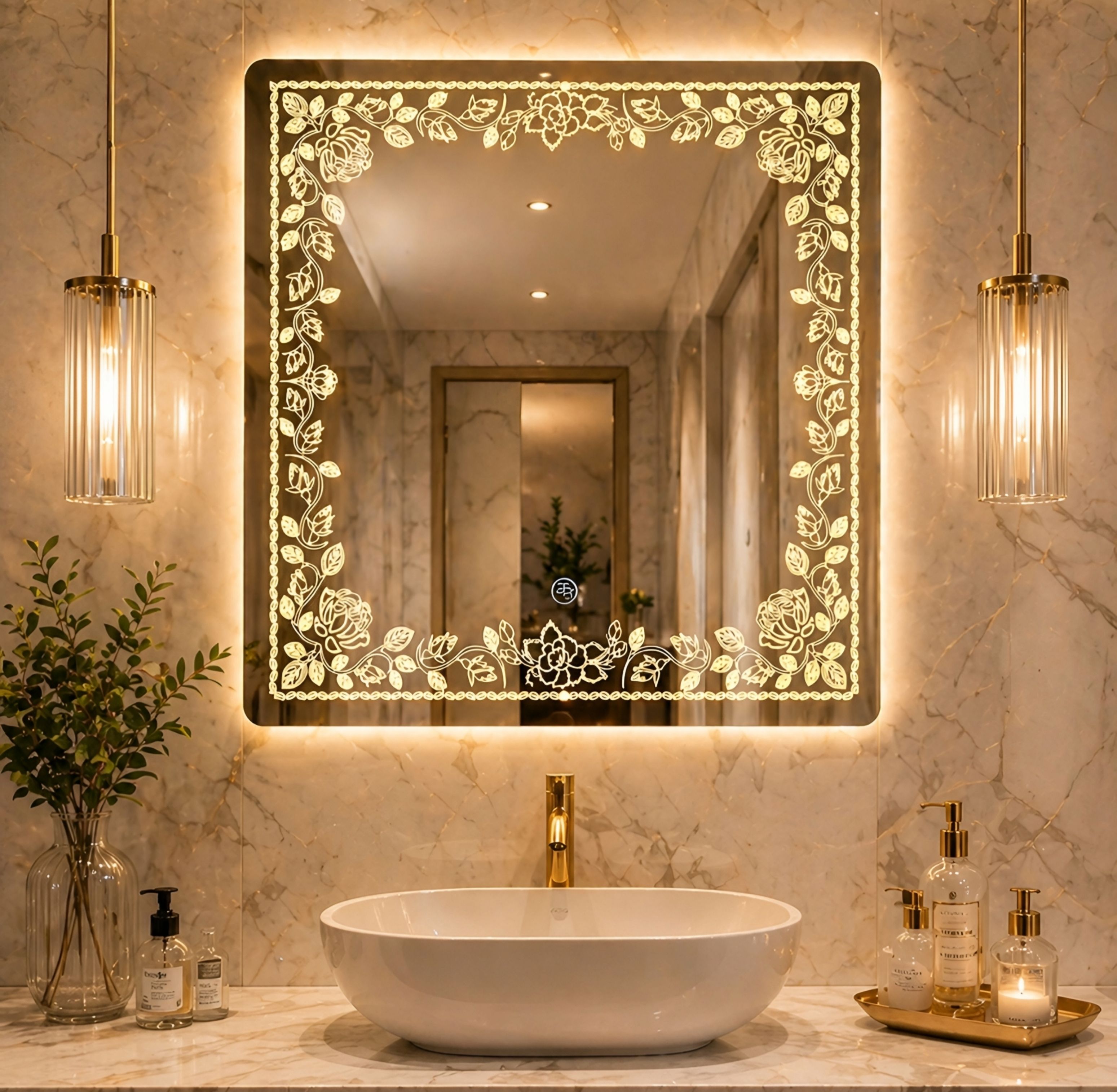 luminatri LED Mirror with Touch Sensor 18x18 Inch | Wall Mounted Washbasin Mirror Bathroom Mirror-picture-43