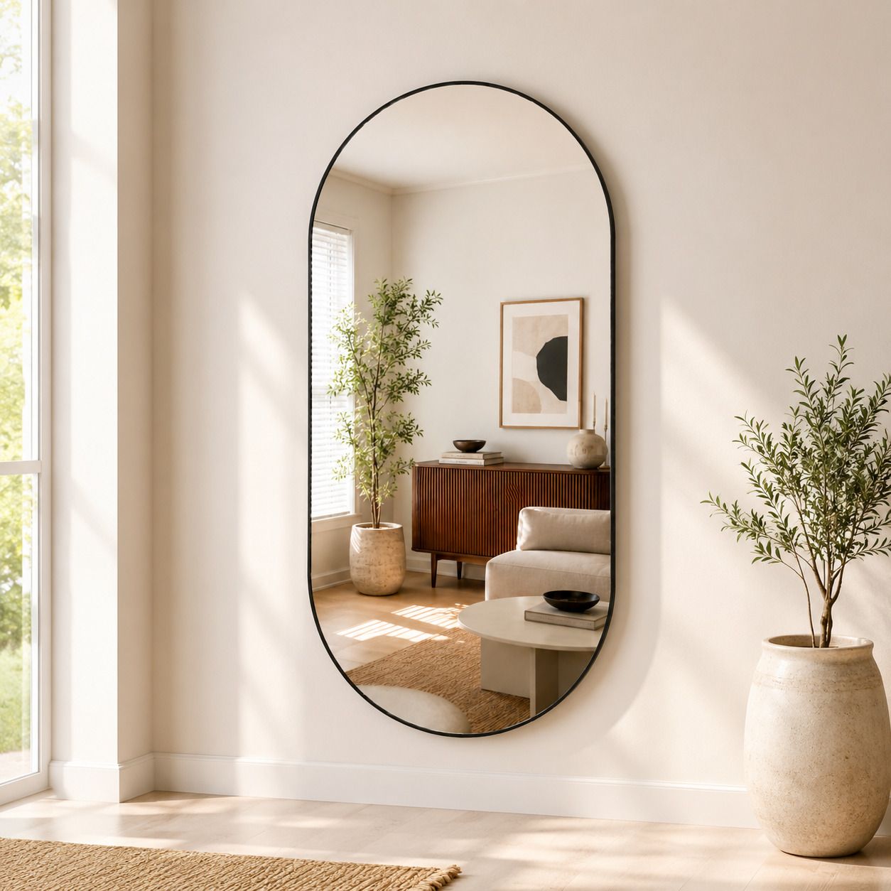 Frameless Capsule Wall Mirror 18 x 12 Inch | HD Crystal Clear Reflection Bathroom Mirror-image-46