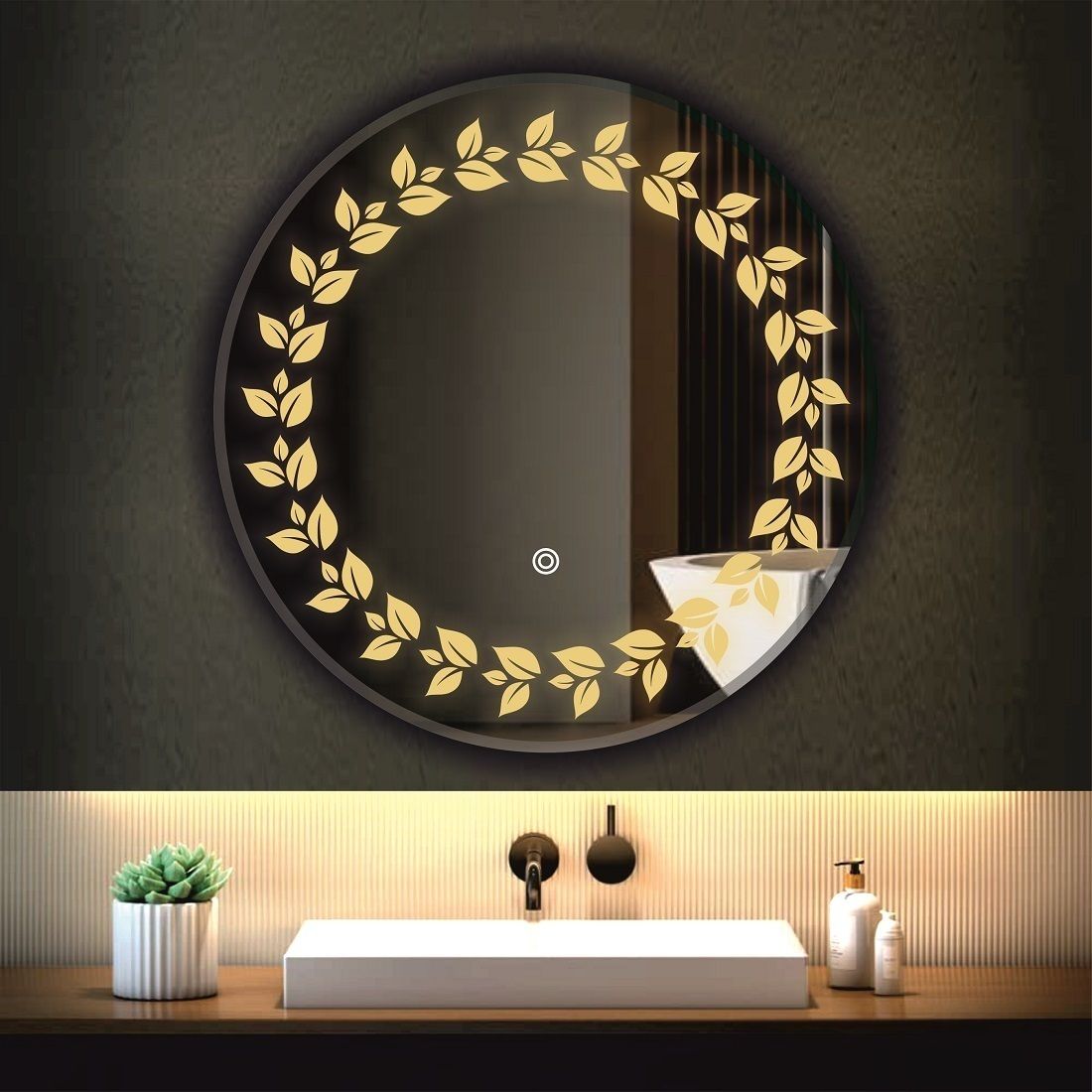 khushi decors 18 x 18 -Phool Pati Led Bathroom Mirror-picture-28