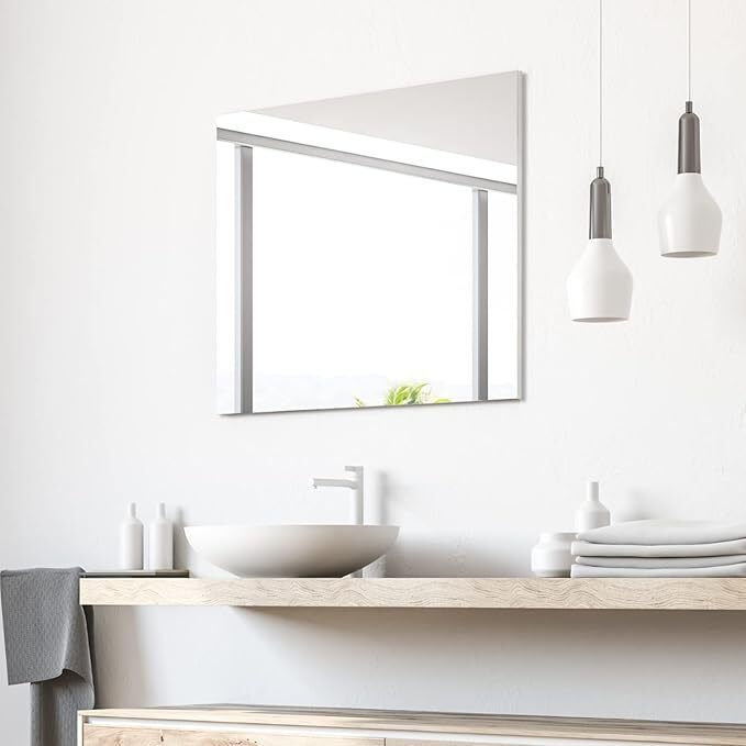 24 × 2 in Frameless Square Wall Mirror Bathroom Mirror