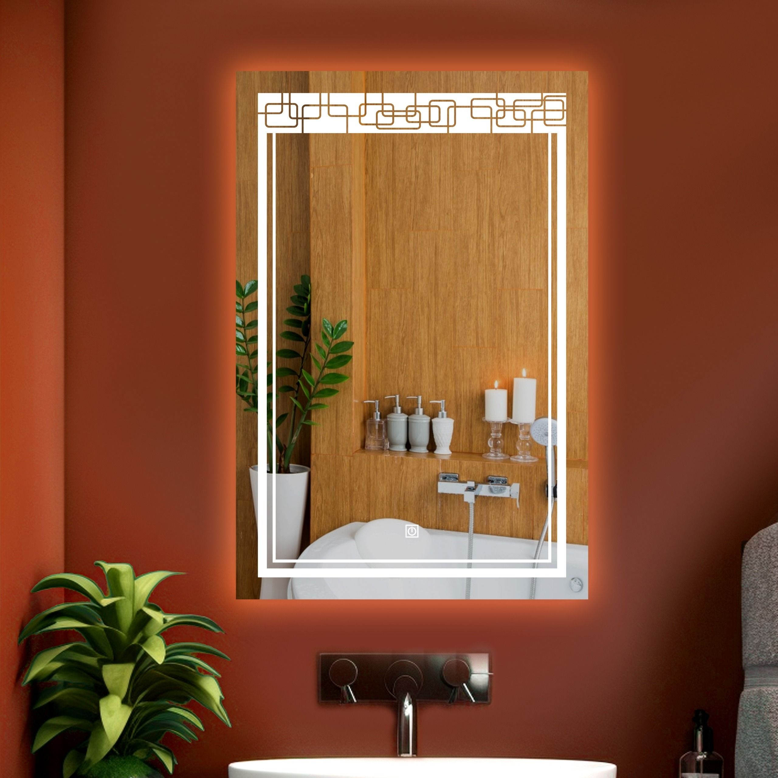 Smart LED Wall Mirror with Touch Sensor for Bathrooms, Living Rooms, and Hallway Bathroom Mirror-image-9