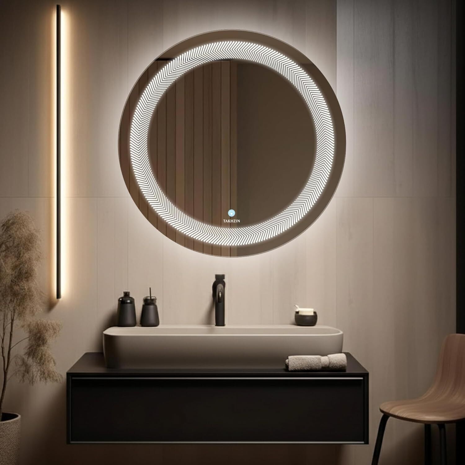 takhzin LED Mirror 3 Light Effects Brightness Adjustable Bathroom Mirror-picture-33