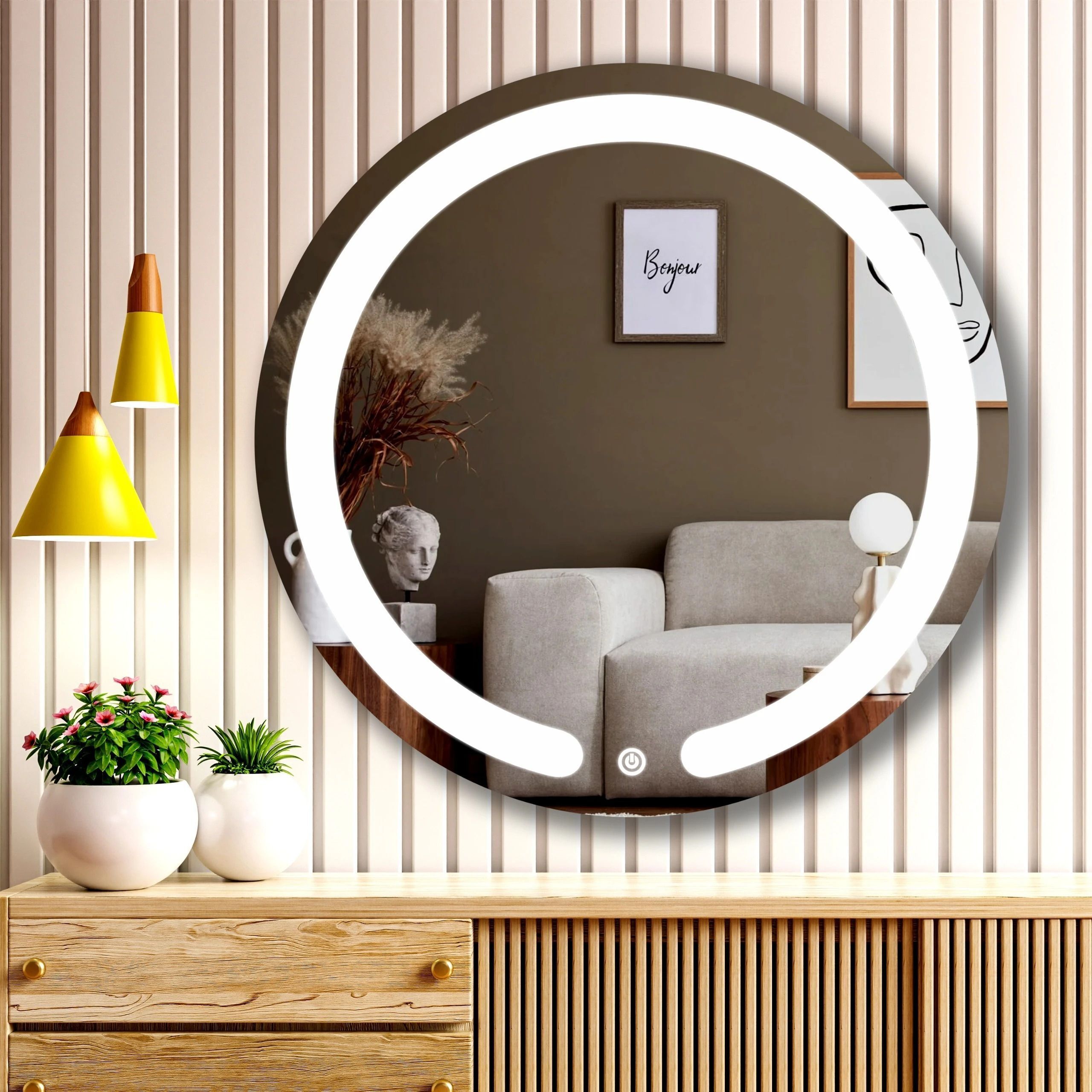 Round Led Wall Mirror Decorative Interior Decor Mirror for Bathroom Bathroom Mirror-image-38