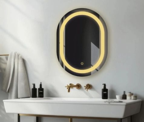 pinicode ELEGANT OVAL MIRROR WITH THREE COLOR LED LIGHTS AND TOUCH SENSORS 24"X18" FR Bathroom Mirror-picture-13