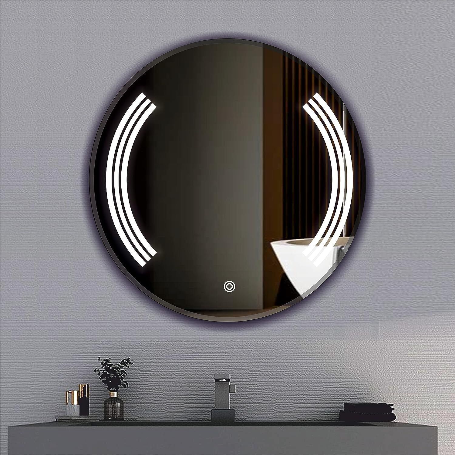 arc homes & memorials Modern Designed LED Circular Wall Mounted 24*24 inch & 3 Mode Backlit Lighted Bathroom Mirror-picture-17