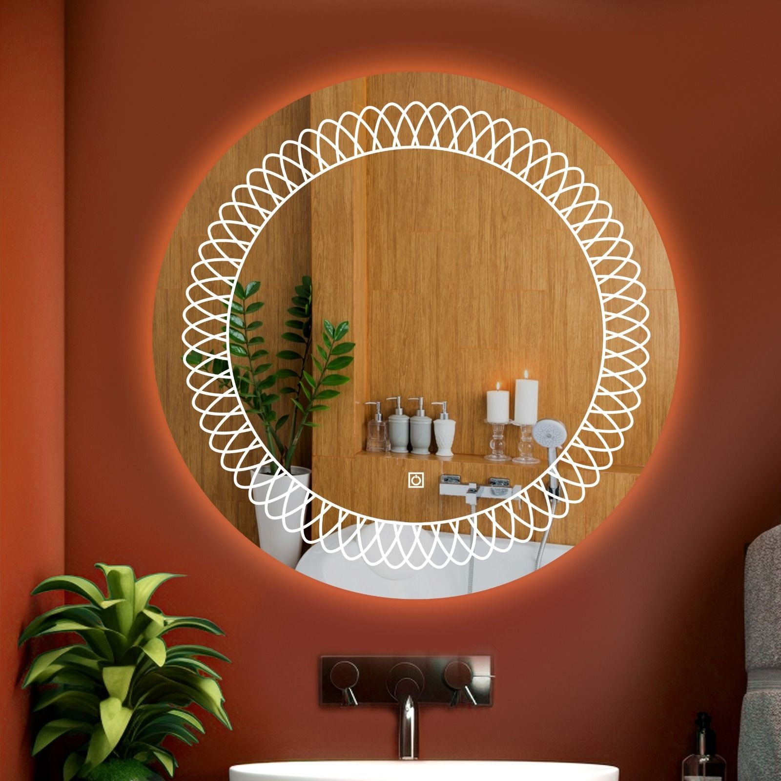 luppra Round Wall Mounting Mirror with Light 24X24 inch Bathroom Mirror-picture-28