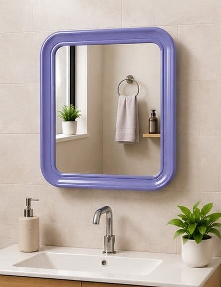 Modern Wall Mirror with Round Corners | Premium Glossy Frame 31x40 Bathroom Mirror-image-18