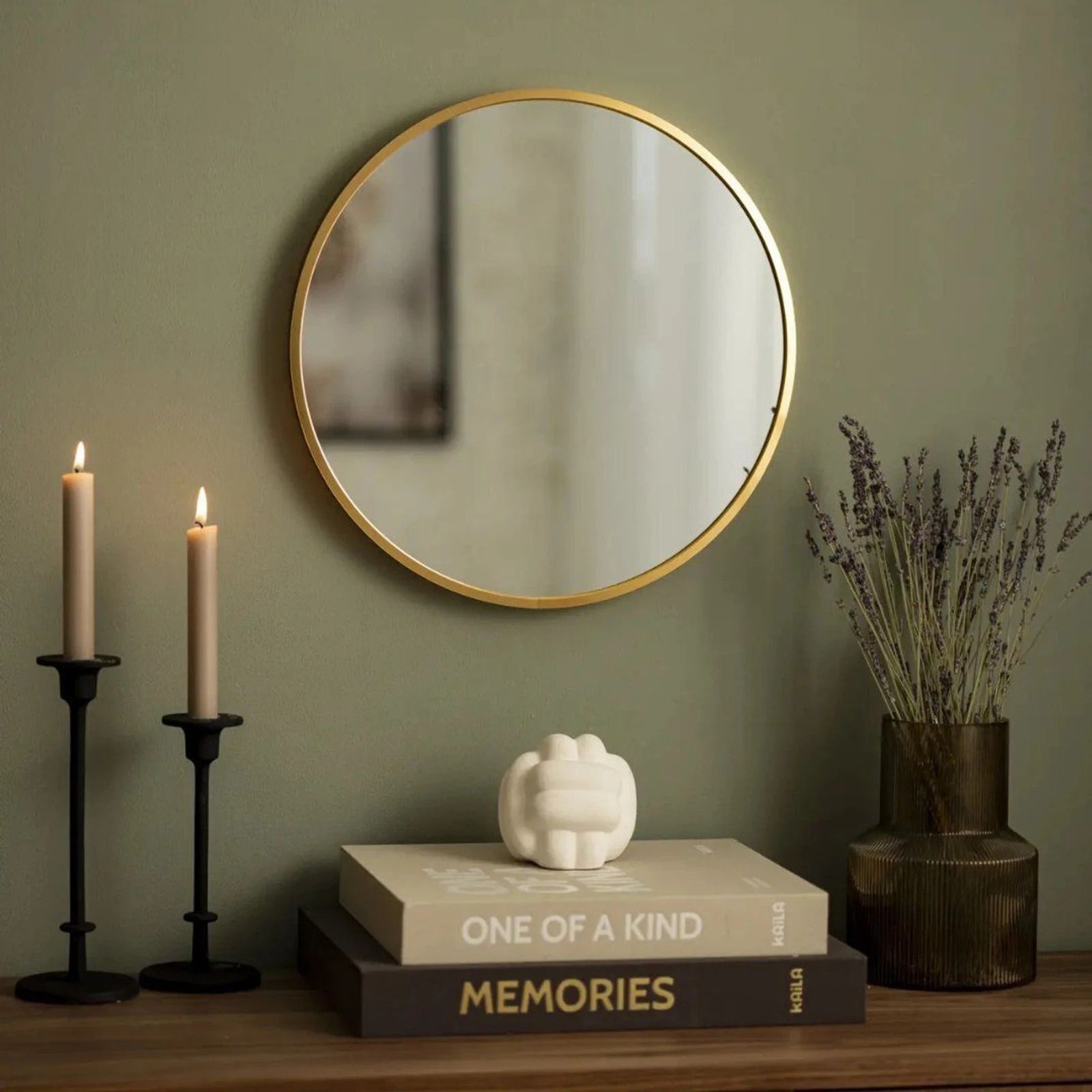 ag crafts Gold Minimal High Definition Round Mirror Decorative Mirror (Round 12x12 ) Bathroom Mirror-picture-34