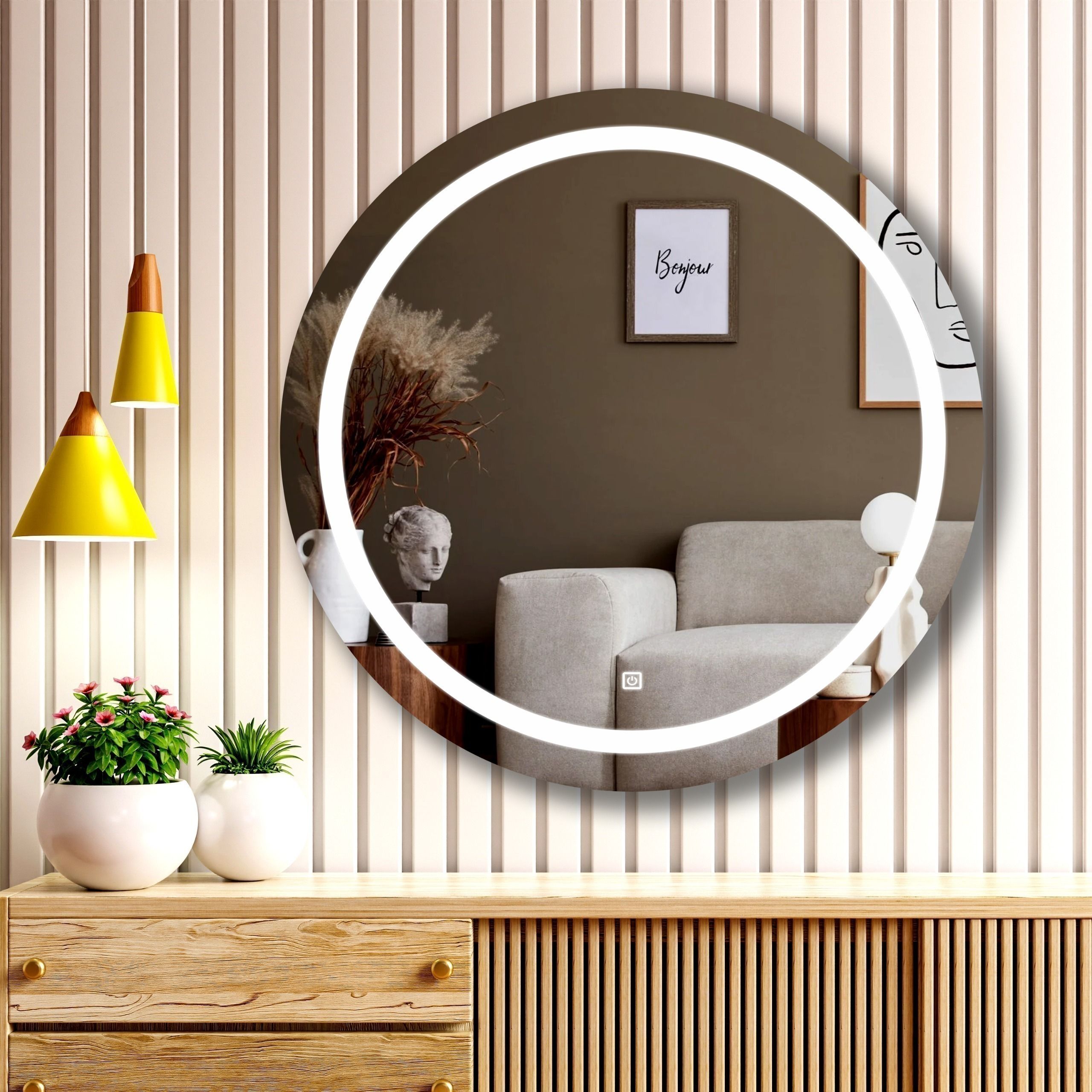 LED Light Decorative Interior 24' x 24' Inch wall mirror for wash basin Bathroom Mirror-image-19