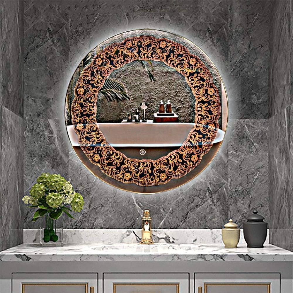 luminatri 24"x24" Inch Round LED Bathroom Mirror with Touch Sensor | Lighted Mirror | Bathroom Mirror-picture-22