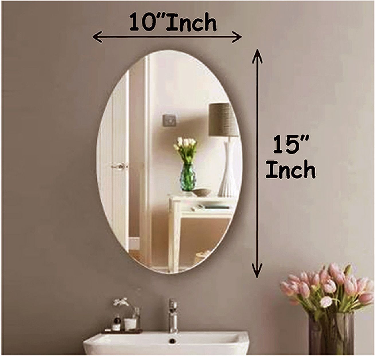 (10 x 15 Inch) Antique Finish Oval Shape Wall Mirror SB0101 Bathroom Mirror-image-13