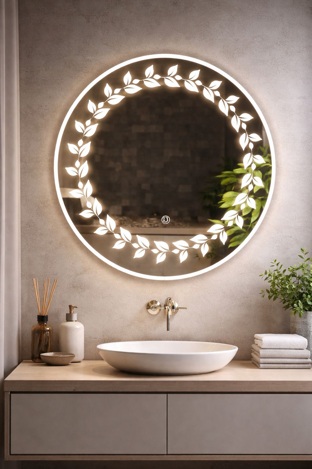 LED ROUND 20"X20" INCH WITH THREE COLOR LIGHTS AND TOUCH SENSOR C5 Bathroom Mirror-image-10