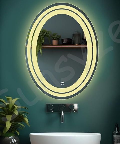 pinicode OVAL MIRROR WITH THREE COLOR LED LIGHTS AND TOUCH SENSORS 21"X16" FB4 Bathroom Mirror-picture-6
