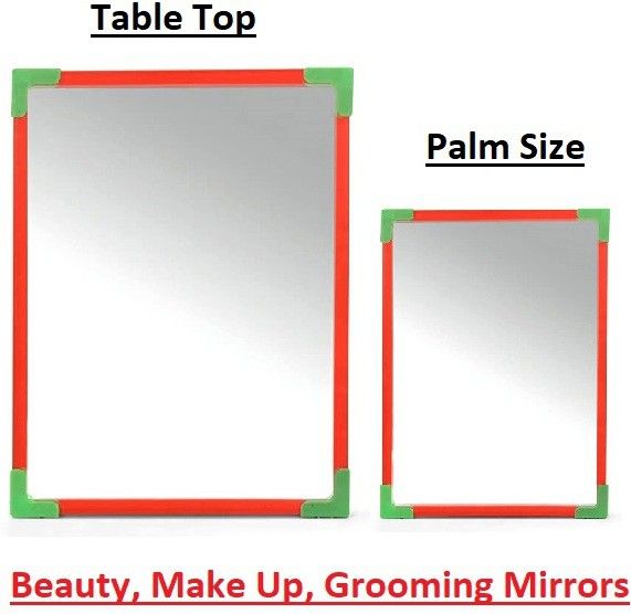 Pack of 2 Small & Medium Plastic Frame Beauty Makeup Grooming Multiuse Mirror Bathroom Mirror-image-41