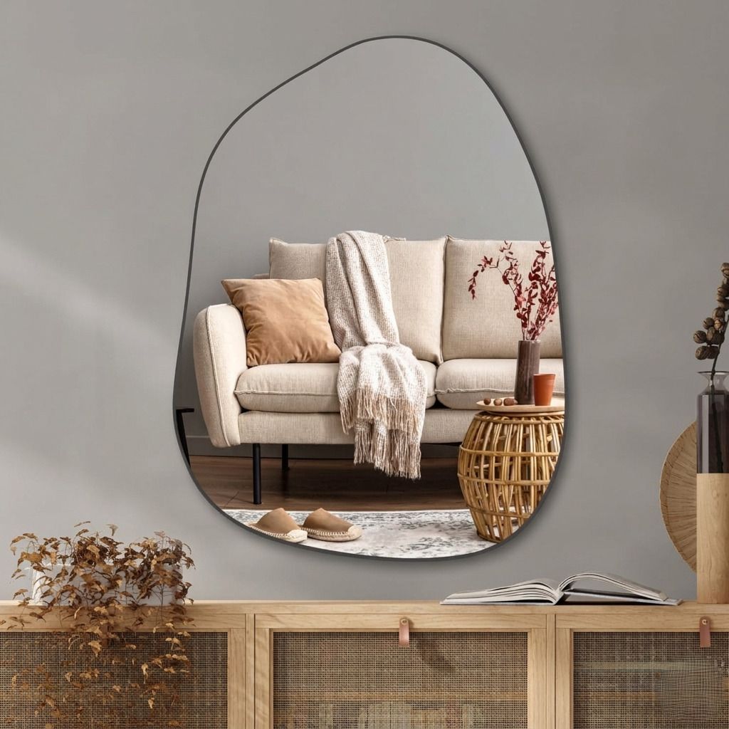 12 x 18 Inch Pebble Wall Mirror – Black Frame Bathroom Mirror-image-9