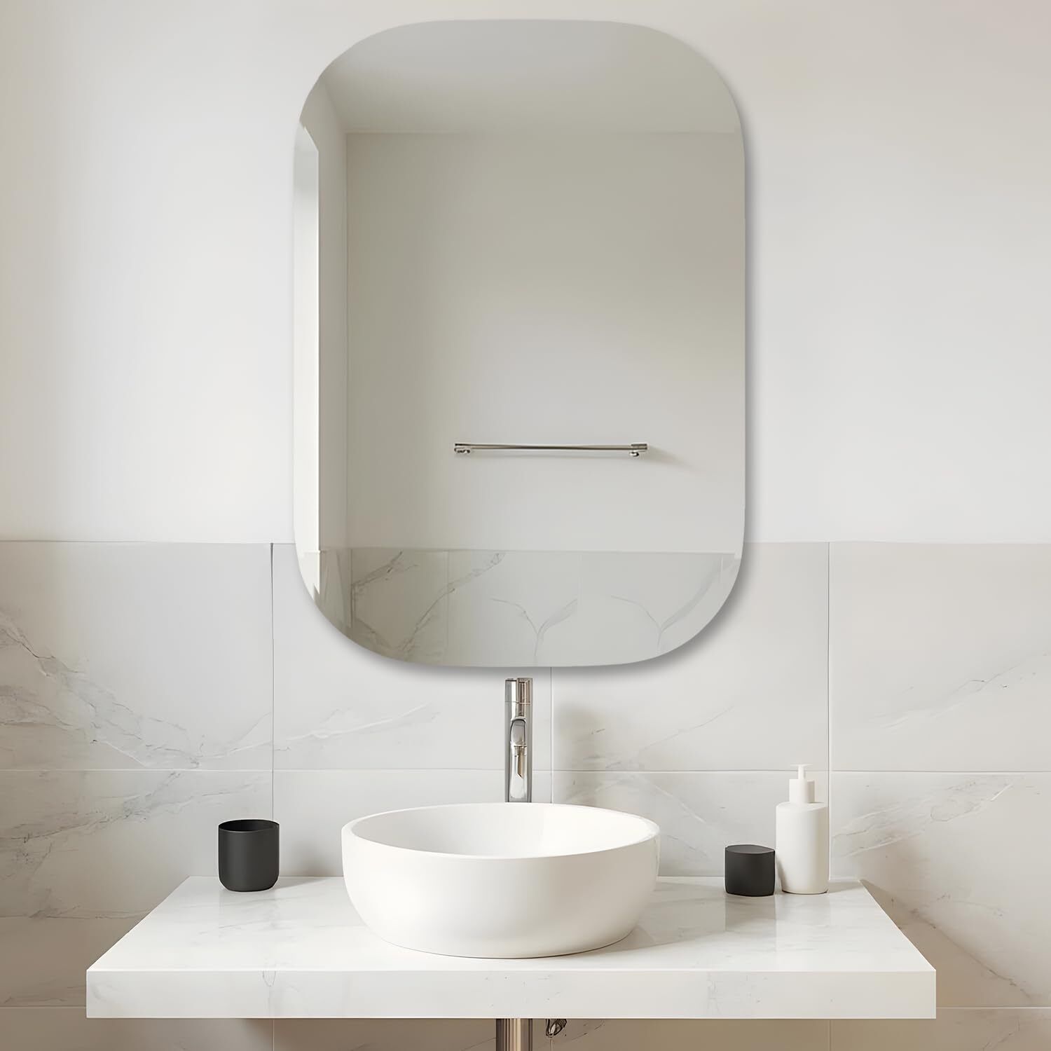 Frameless Rectangular Glass Wall Mount Mirror with Beveled Edges Bathroom Mirror-image-21