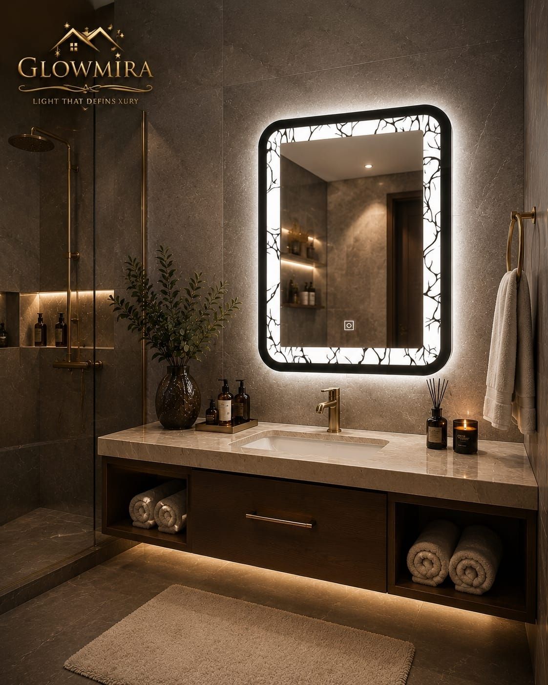 glowmira Designer LED Mirror with Sensor for Bathroom 3 Light-(18x24 inch) Lighted Mirror Bathroom Mirror-picture-42