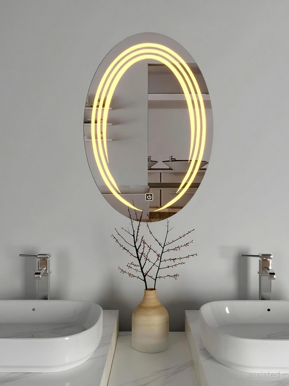 aruzetech Led Mirror for bathroom ovel shape Wash Basin|| Size 18x24, Bedroom Bathroom Mirror-picture-13