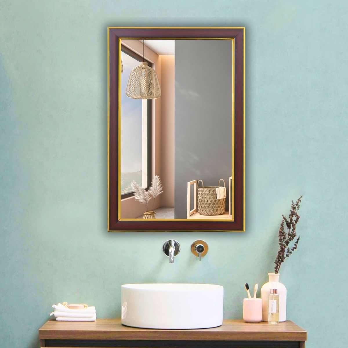 the deqor Frame Wall Mirror For Bathroom,Shaving Mirror,Mirror For Room,-11”X14”-FM1114A1 Bathroom Mirror-picture-22