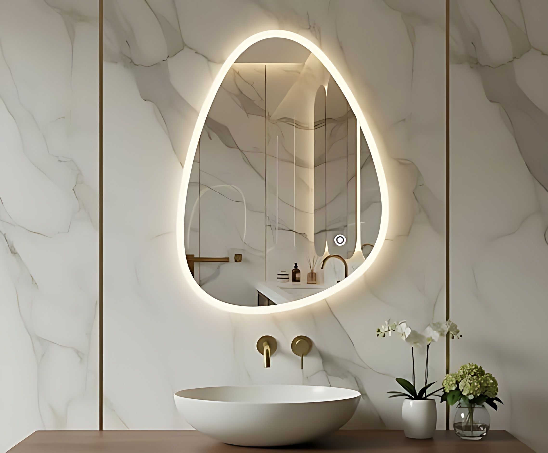 sanif Triangle Asymmetrical Led Mirror For Bathroom || Size 18x24, Bathroom Mirror-picture-22