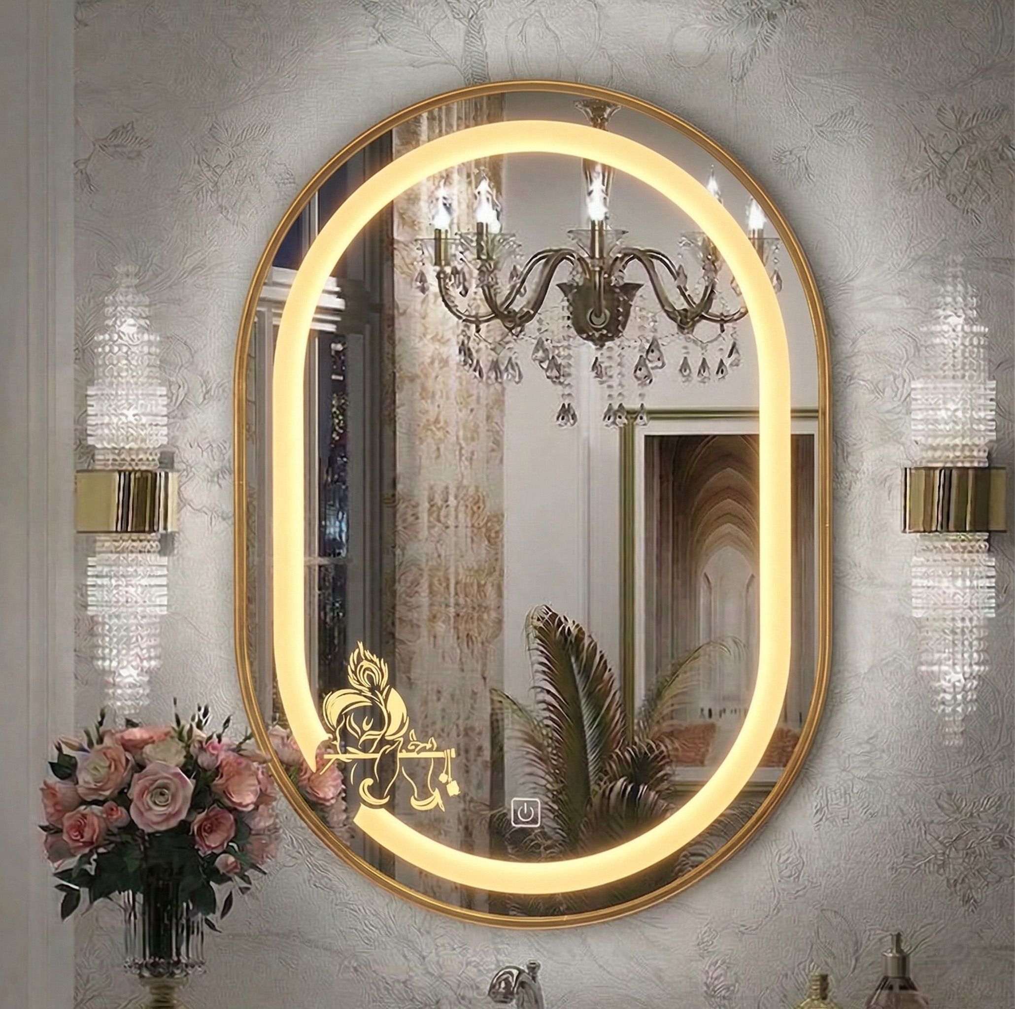 18x24 Smart LED Mirror with Touch Sensor 3 Color Home Wall Mirror with frame Bathroom Mirror-image-8