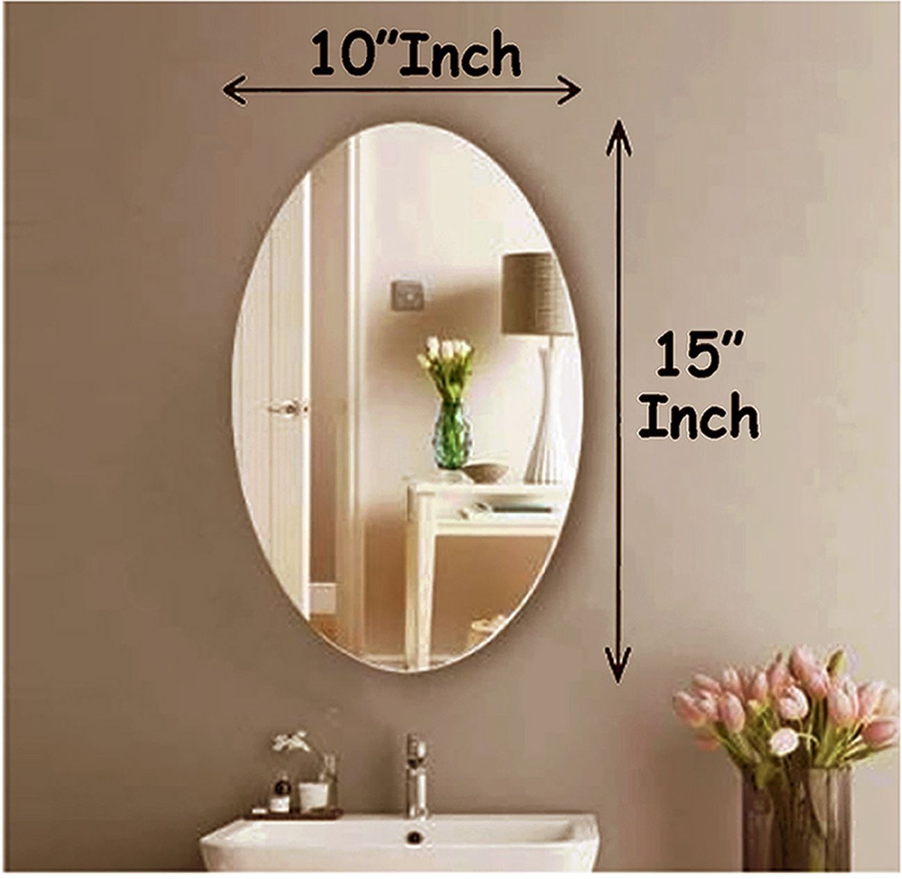 (10 x 15 Inch) Antique Finish Oval Shape Wall Mirror SB0104 Bathroom Mirror