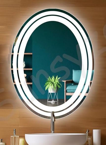 pinicode OVAL MIRROR WITH THREE COLOR LED LIGHTS AND TOUCH SENSORS 24"X18" FB4 Bathroom Mirror-picture-8