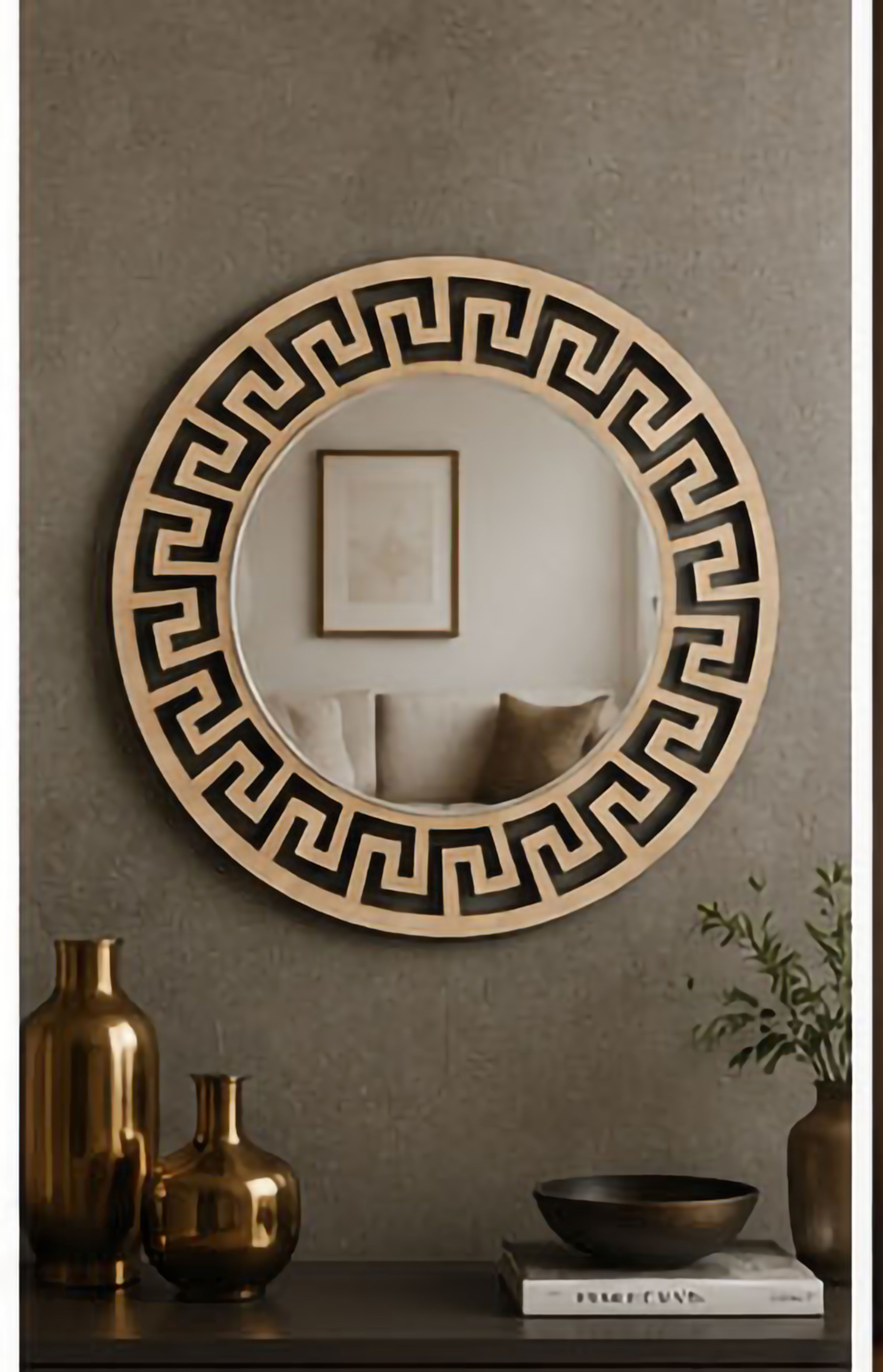 Elegant Brown Decorative Mirror Wall Mounted Mirror for Home and Office - 16Inch Bathroom Mirror-image-1