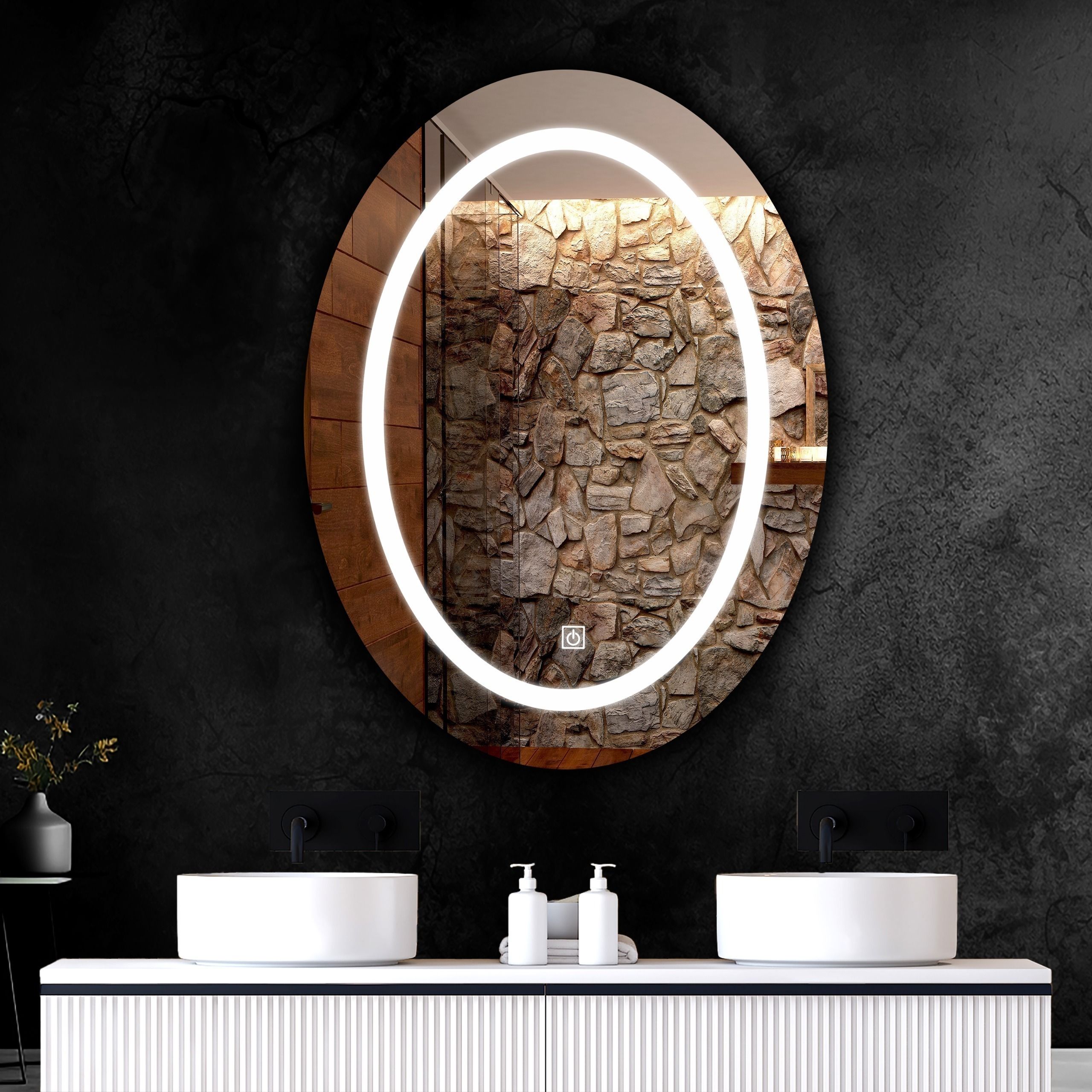 Oval Shape Led Mirror Decorative Interior Decor wall 18 X 24 Inch Bathroom Mirror-image-18