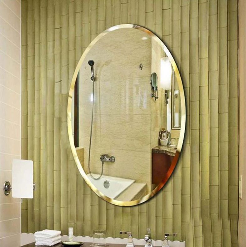 Finest Top Notch Mirror, Oval Beveled Mirror, Decorative Mirror, Bathroom Mirror