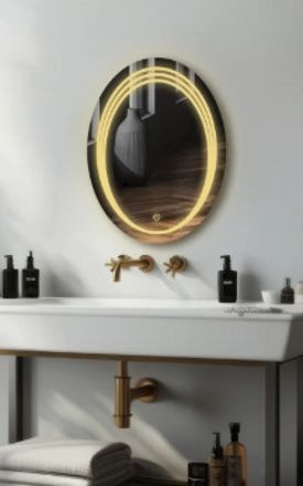 pinicode ELEGANT OVAL MIRROR WITH THREE COLOR LED LIGHTS AND TOUCH SENSORS 16"X21" FR1 Bathroom Mirror-picture-11