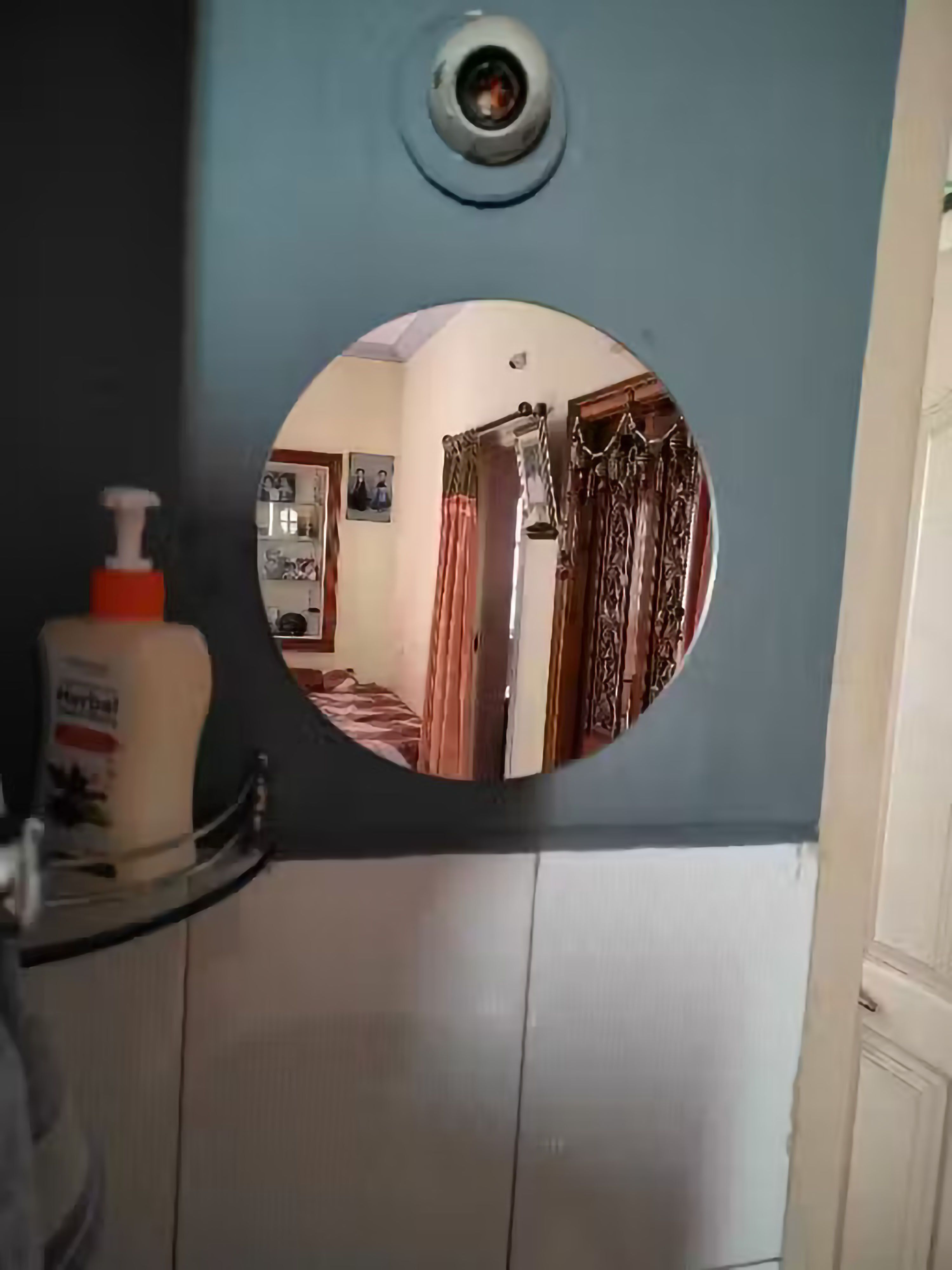 saini darpan Trendy Shape Mirror for Home Decor and Wall Styling 12Inch No Drill Required Bathroom Mirror-picture-34