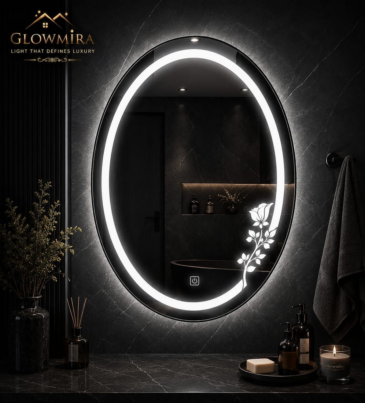 glowmira Designer LED Mirror with Sensor for Bathroom 3 Tone Light-(18x24")Lighted Mirror Bathroom Mirror-picture-43