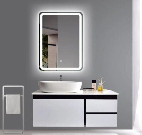 Bathroom LED Mirror with Touch Sensor 3 Light Effects, Glass(12 X 18 Inch) Bathroom Mirror-image-15