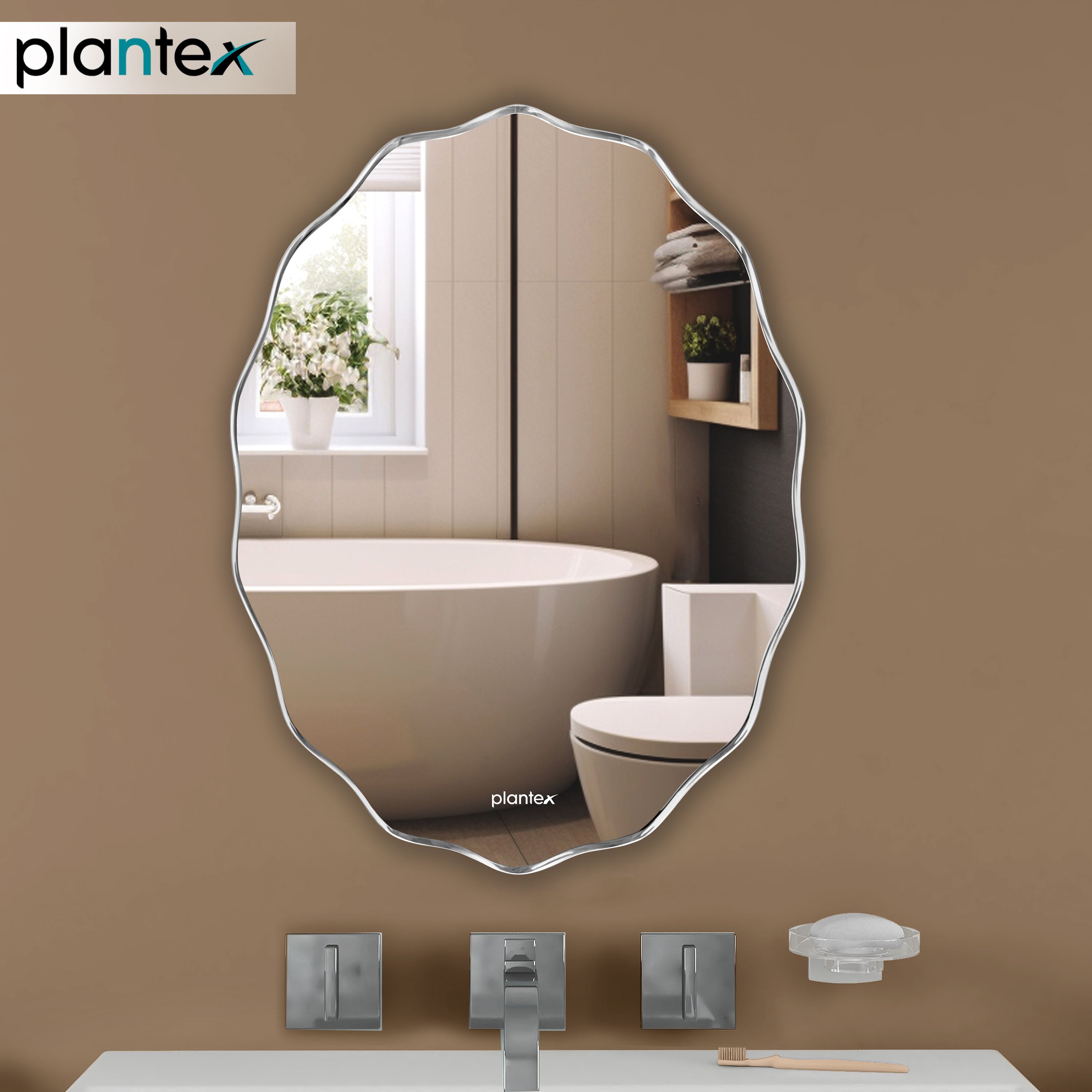 plantex Oval Shape Mirror for Wash Basin/Mirror for Wall/Bedroom/Living Room - (18x15in) Bathroom Mirror-picture-18