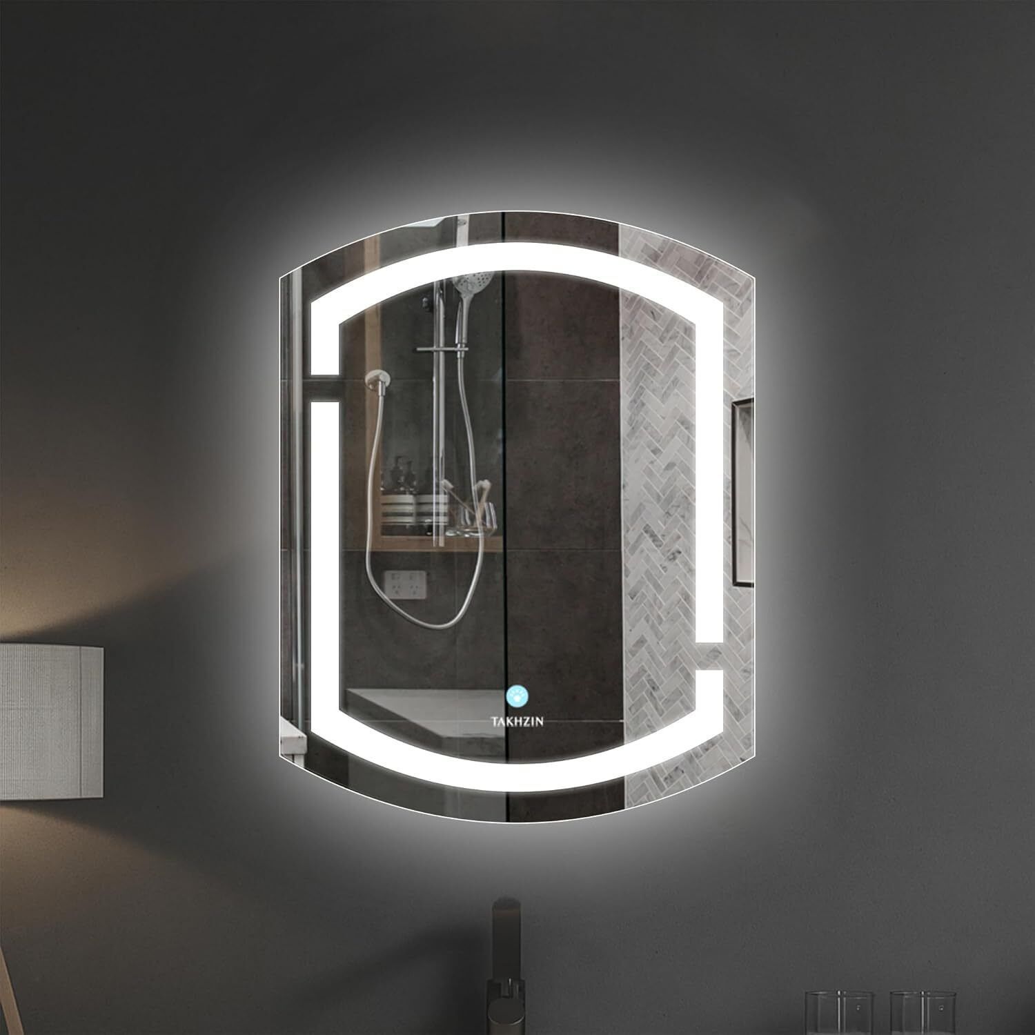 takhzin LED Mirror 3 Light Effects Brightness Adjustable Rectangular 18 x 24 Inch Bathroom Mirror-picture-30