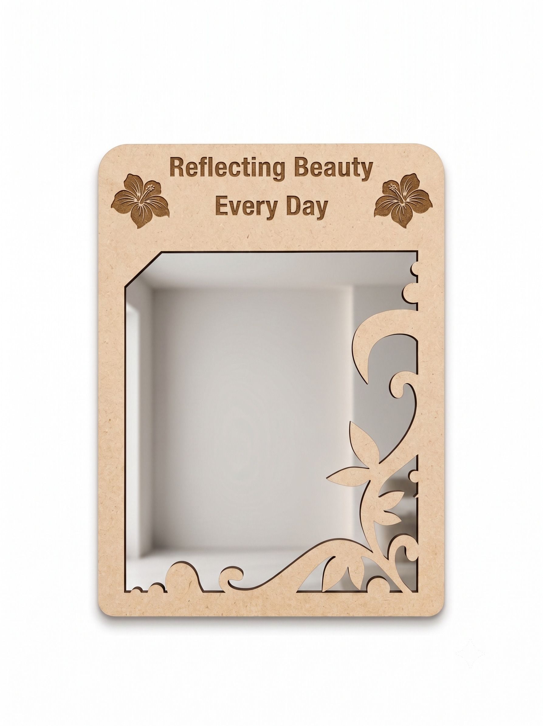 Floral Wooden Frame Wall Mirror | Home & Bedroom Decor | 30 x 22 cm Decorative Mirror-image-11