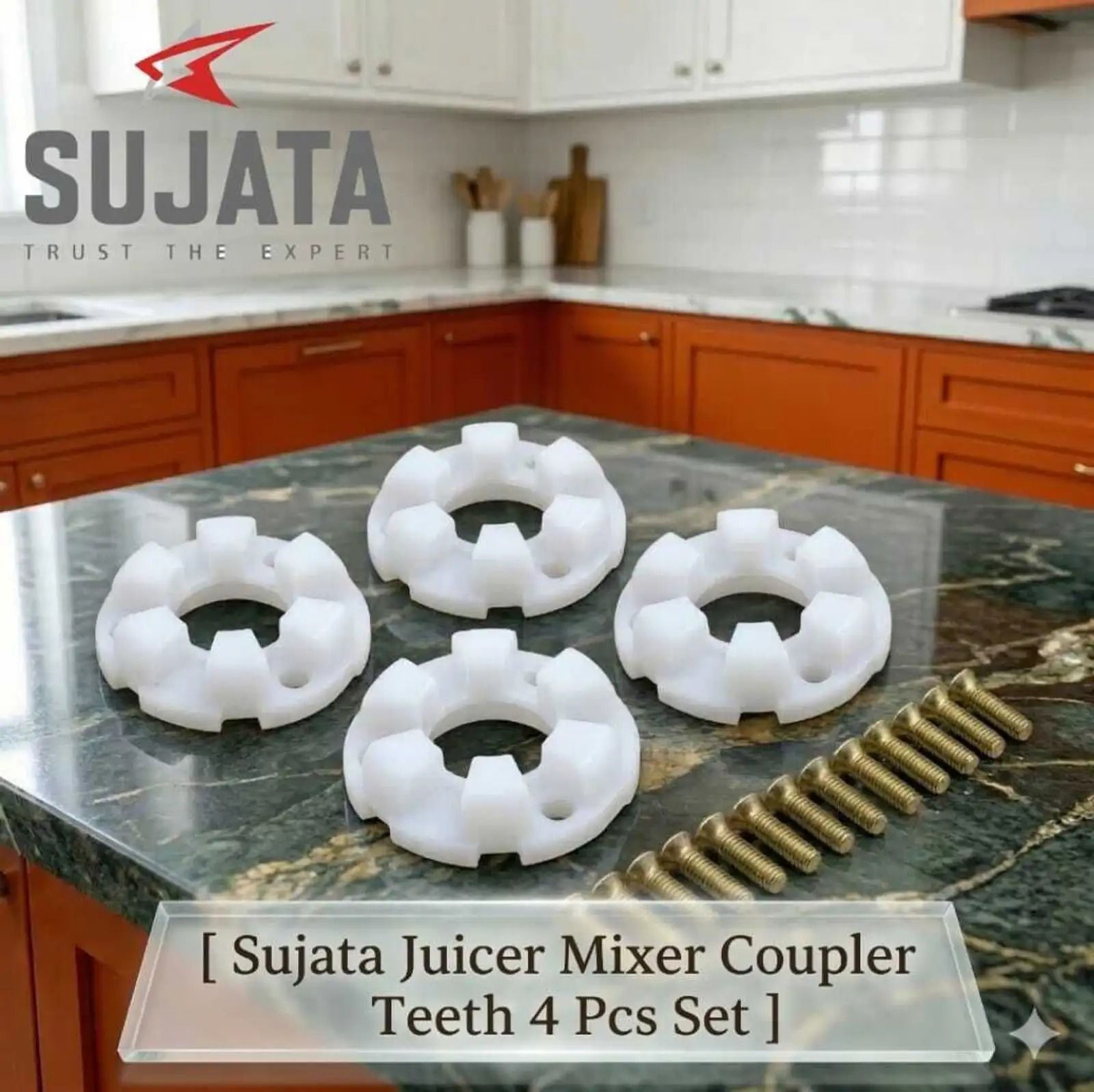 sujata Juicer Mixer Coupler Teeth (3 Screw Fit, 4 Pcs Set), with screws Mixer Grinder Coupler-picture-15