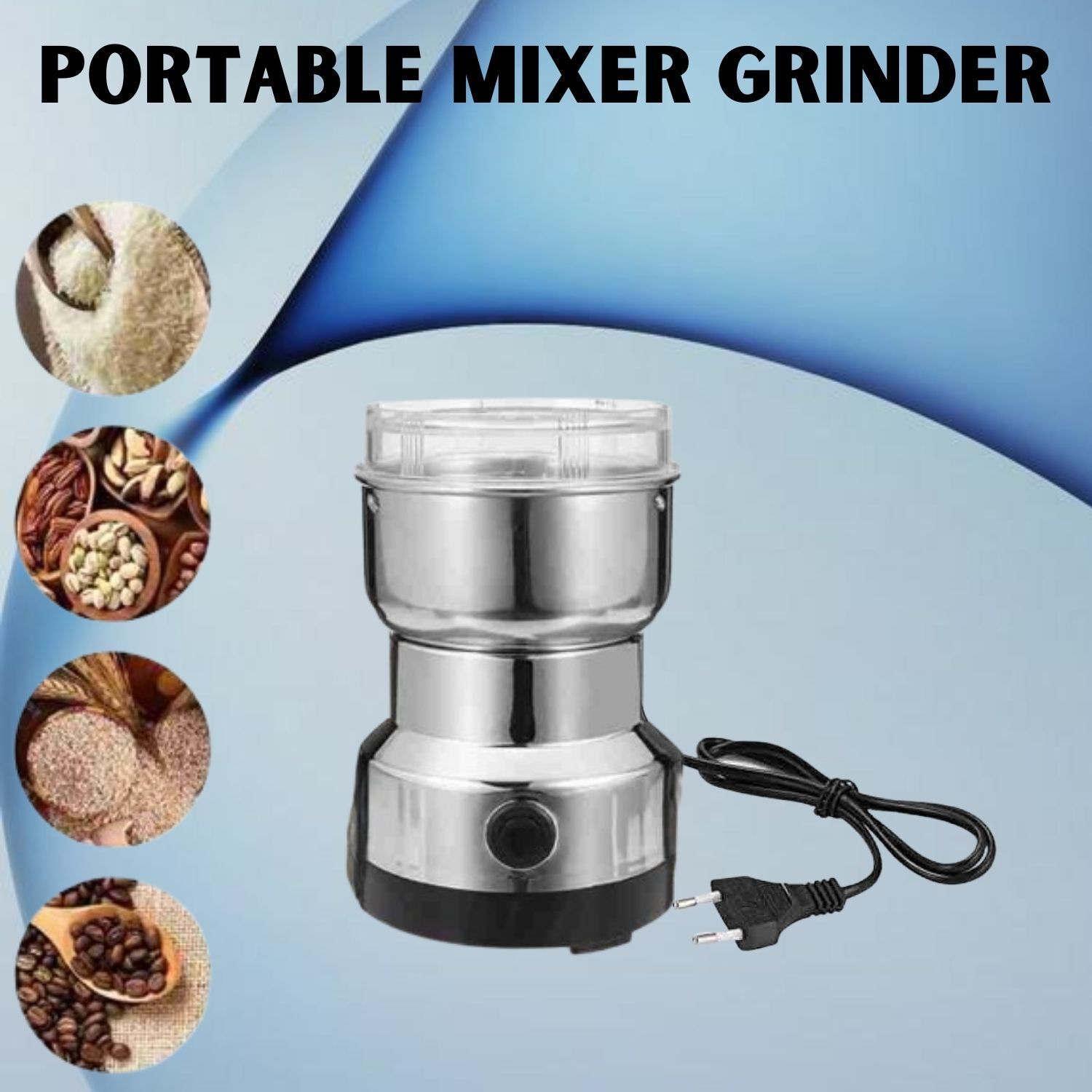 Mini Electric Mixer Grinder - Stainless Steel Small Masala Spice Machine 220 W Juicer Mixer Grinder-image-9