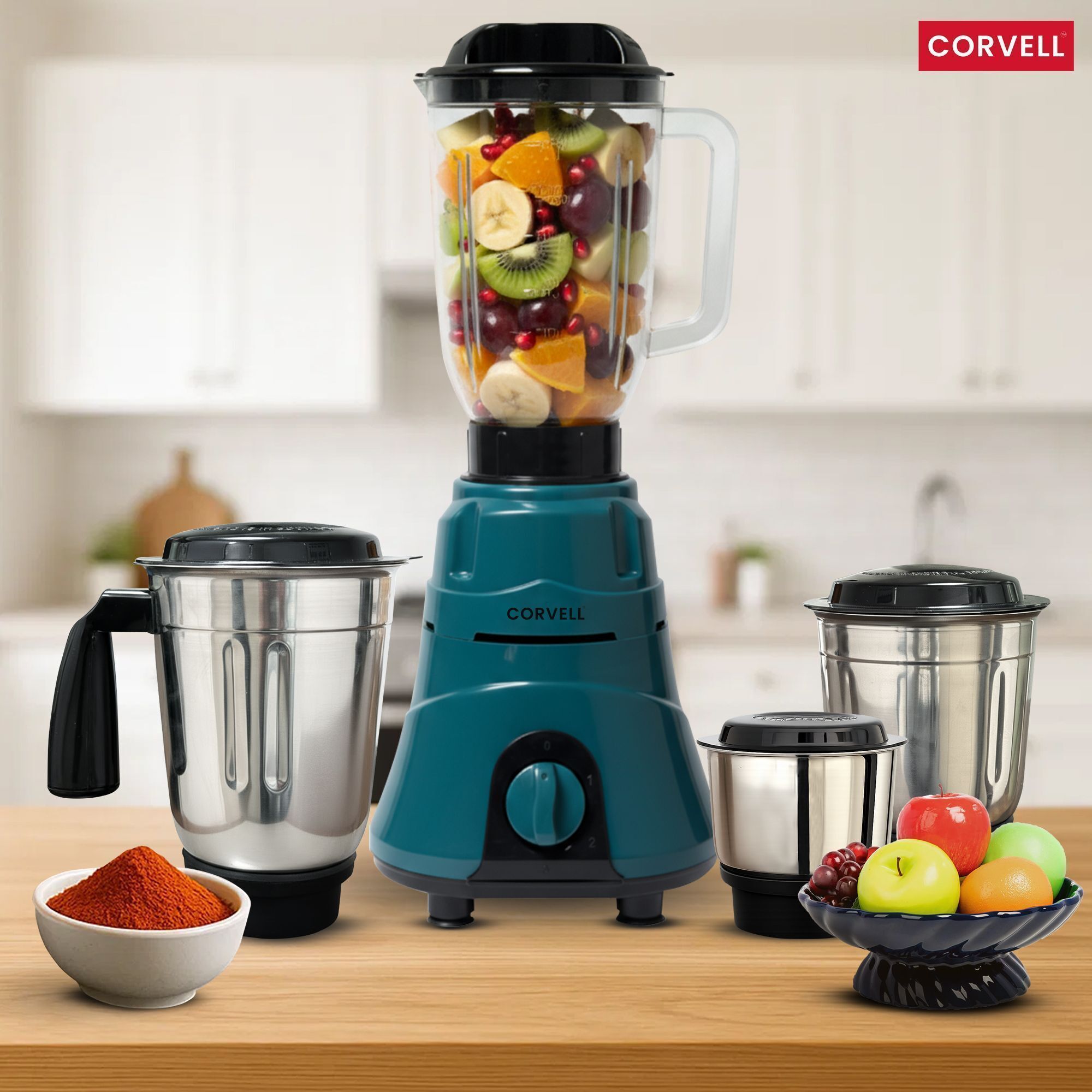 Heavy Duty Motor Compact & Powerful Mixie for Kitchen Knob Control 750 W Mixer Grinder-image-41