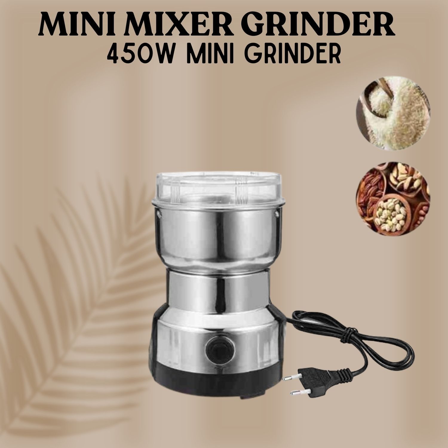 Mini Electric Mixer Grinder - Stainless Steel Small Masala Spice Machine 220 W Mixer Grinder-image-10