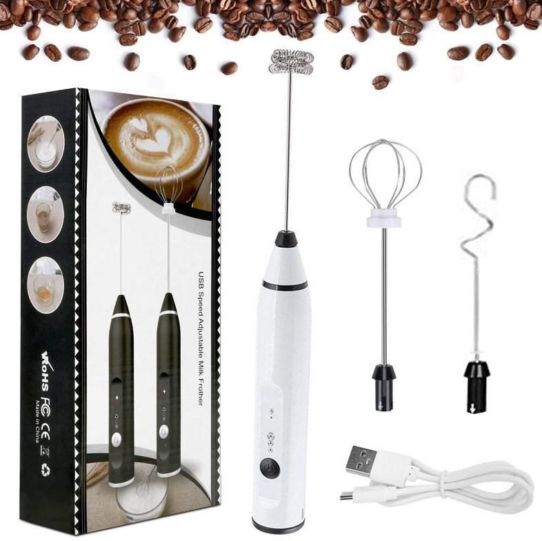 Electric Coffee Frother & Milk Whisker | USB Rechargeable 3 Speed Milk Frother Personal Coffee Maker-image-20