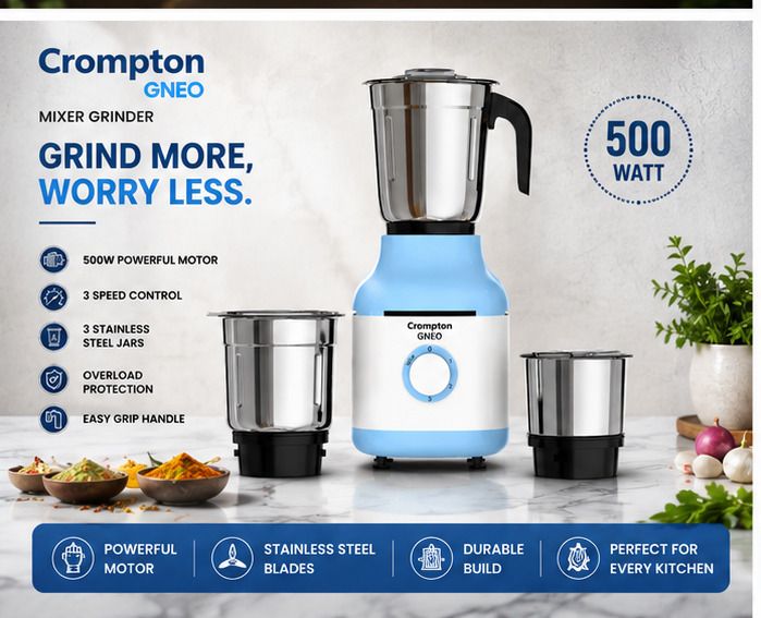 crompton Geno 500 W Mixer Grinder-picture-0