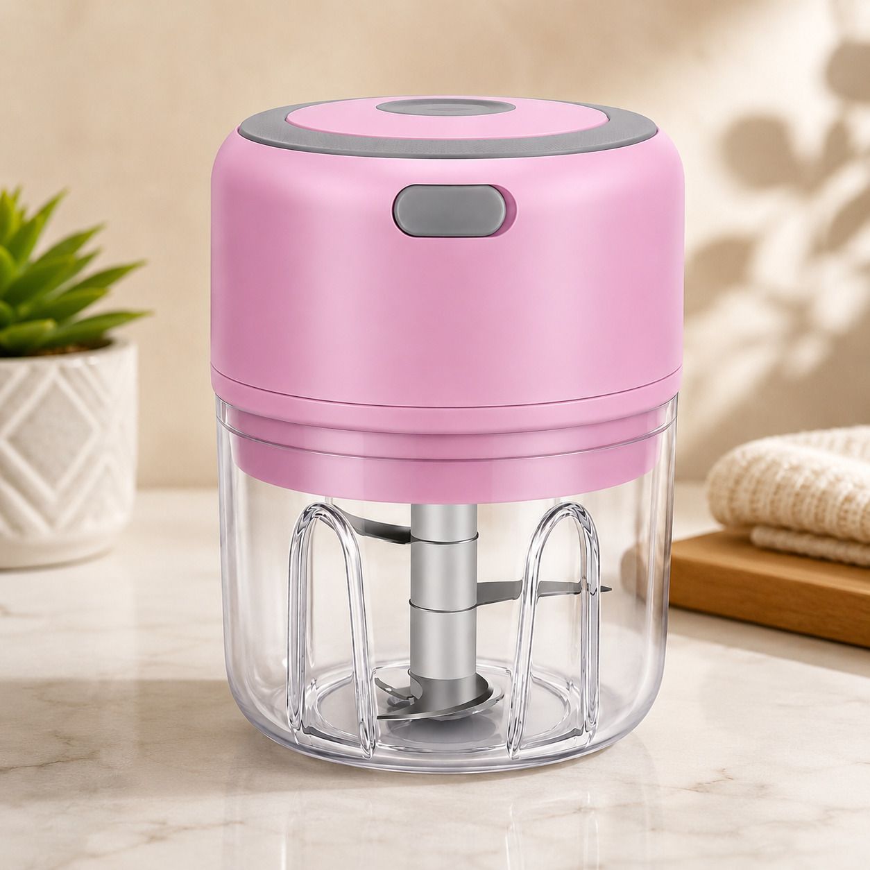 Mini Garlic Chopper Vegetable Fruits Food Processor Mincer Kitchen Slicer 40 W Mixer Grinder-image-49