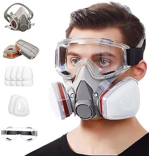 trending Full Face Respirator Mask with Safety Goggles, Dual Filter Protective Mask Decorative Mask-picture-13