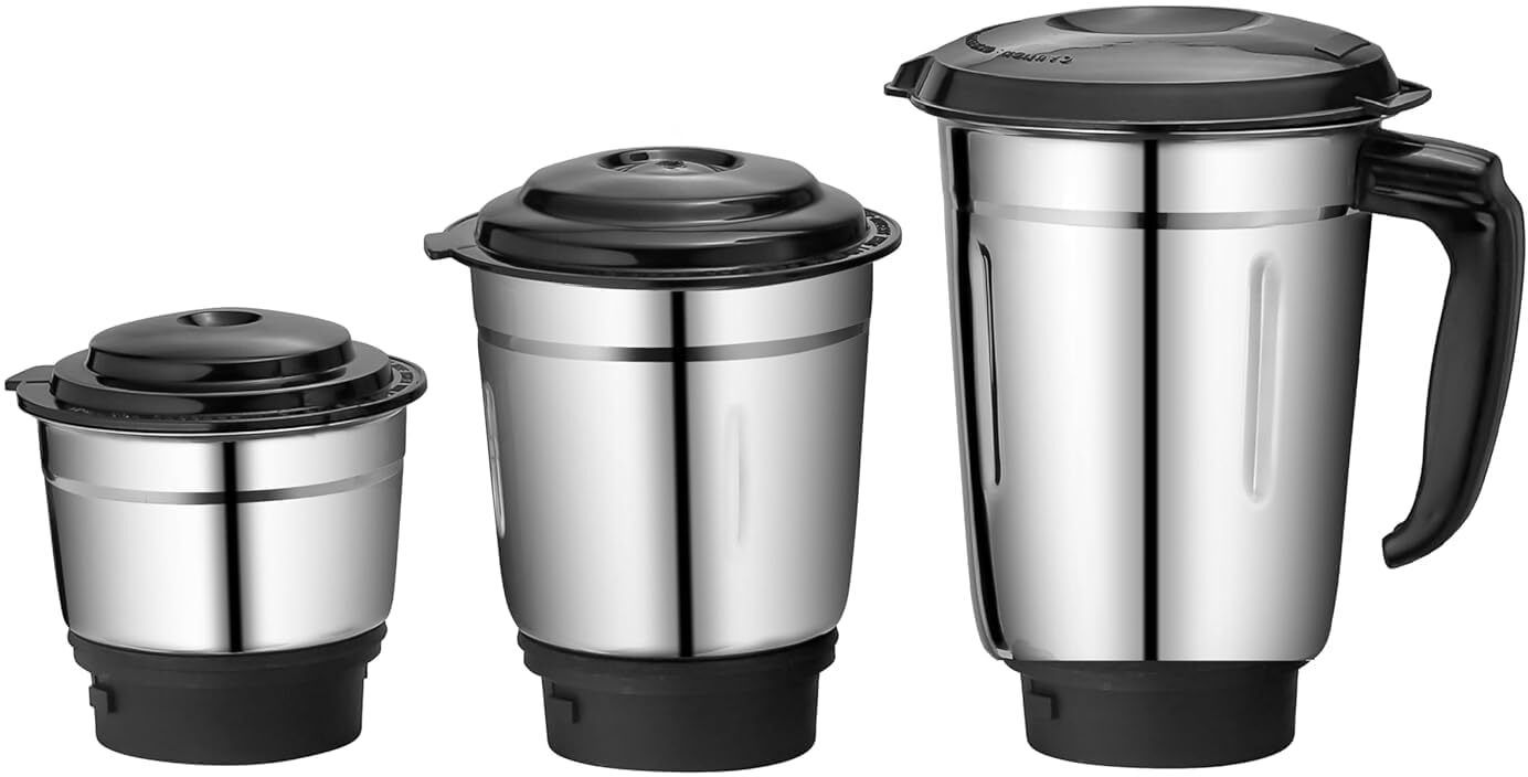 Mixer Grinder Jar Set | Blending 1.2L |Grinding 0.8L| Chutney 0.4L (Black) Mixer Juicer Jar-image-41