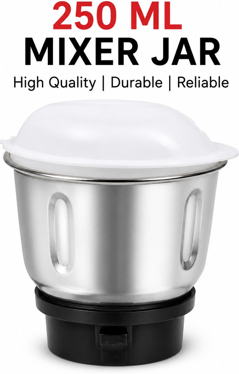 250 ML Stainless Steel Mixer Grinder Jar with Black Lid Mixer Juicer Jar-image-49