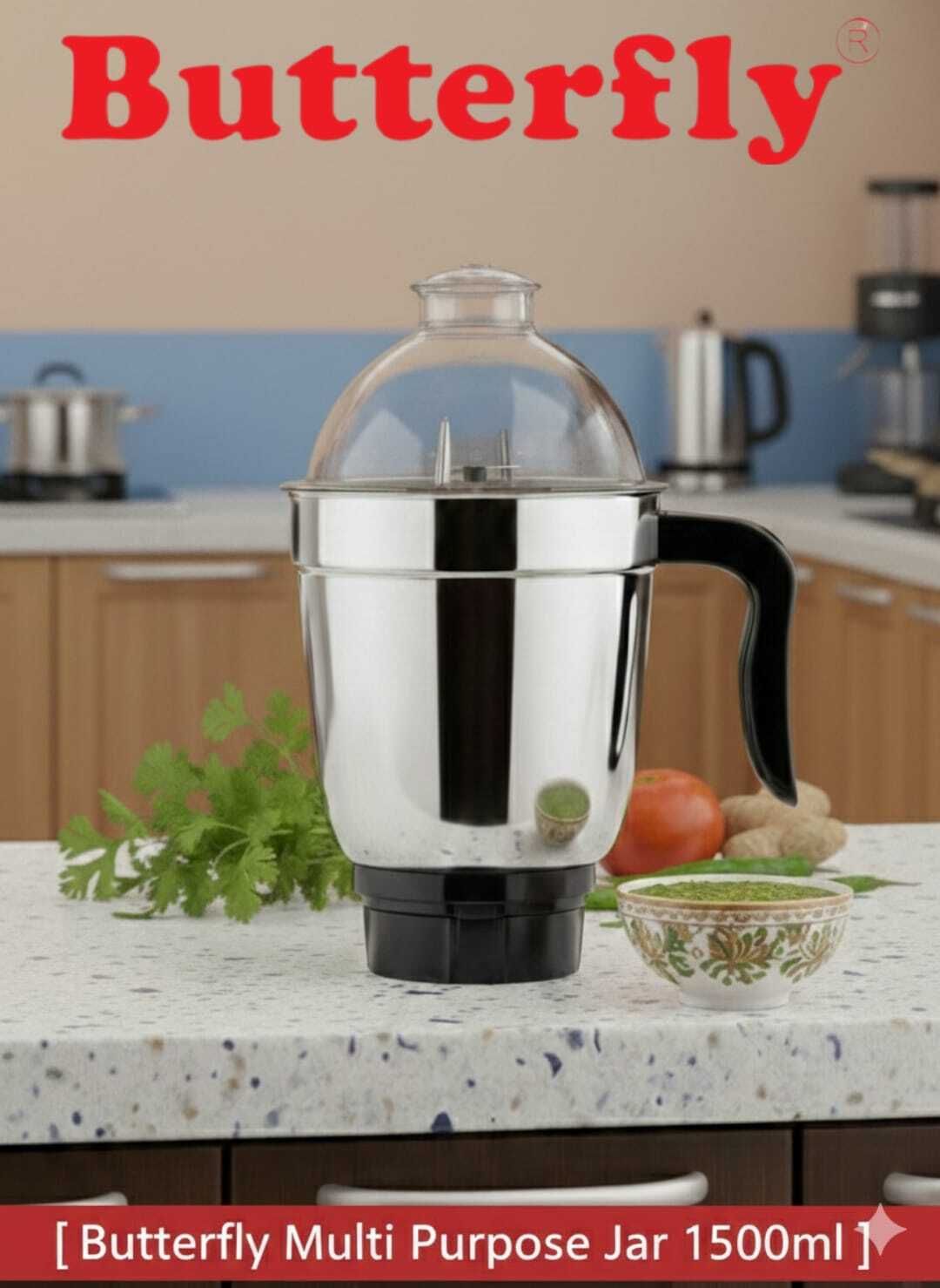 butterfly Stainless Steel Mixer Grinder & Chutney Jar [ Transparent Lid / MSP BUSH] Mixer Juicer Jar-picture-14