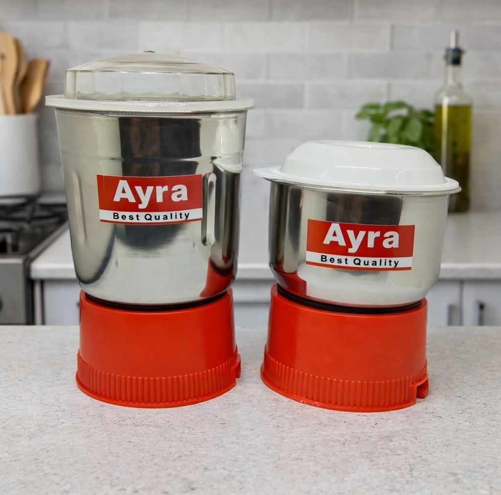 JMG JAR 800ml+400ml (1200ml) Red lid white pvc body, 2 lock,6 teeth Mixer Juicer Jar-image-27